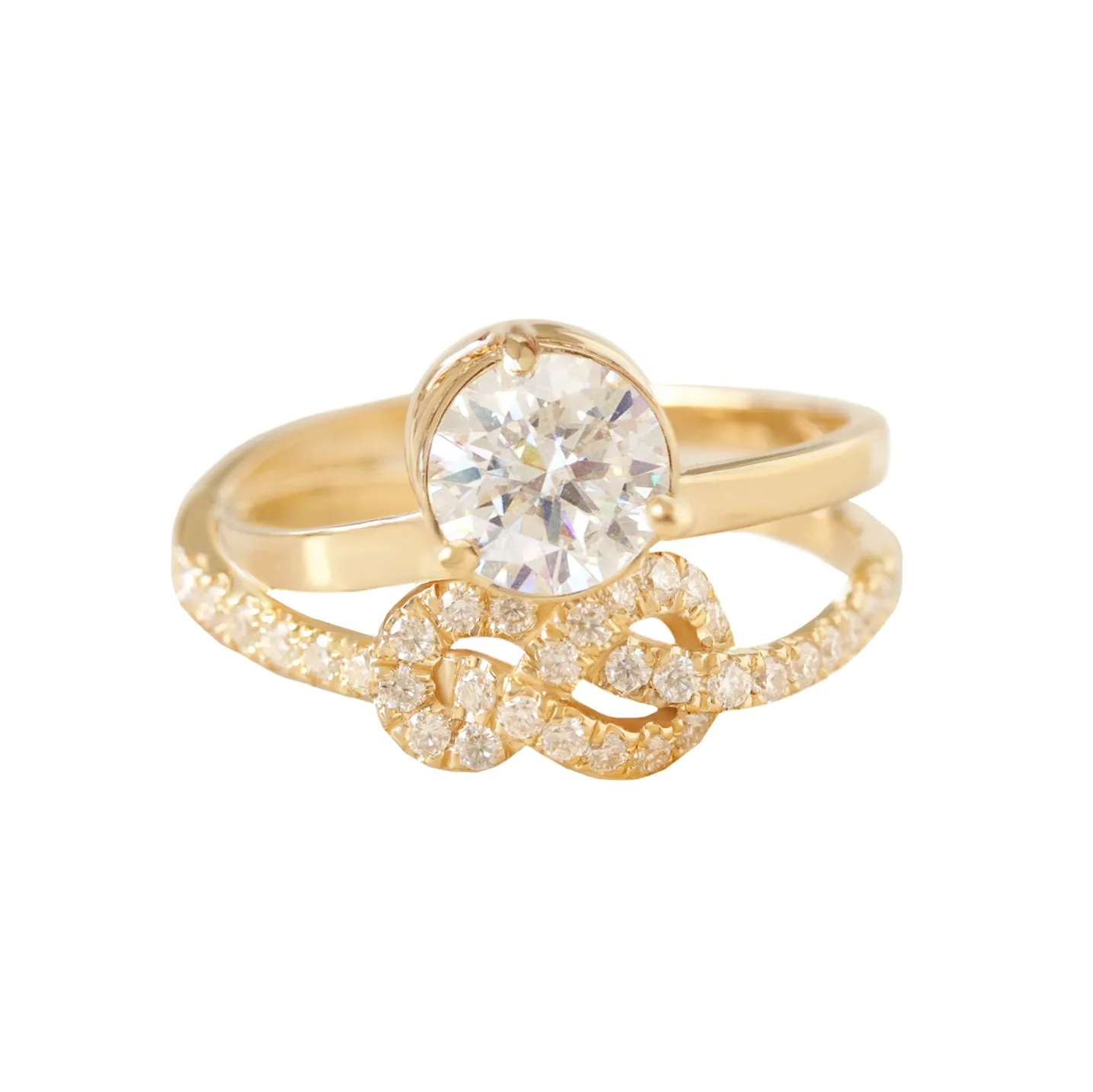 1.25CT Round Diamond Infinity Knot, crossover double wrap engagement ring