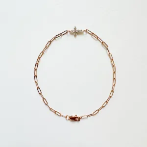 14K Rose Gold Diamond Cross Bracelet - Sample Sale