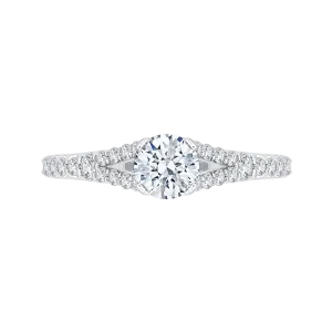 14K White Gold Round Diamond Engagement Ring with Split Shank
