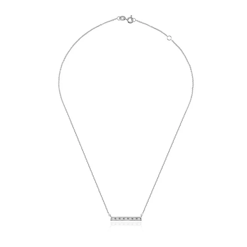 18k Gold Line Shape with Rectangle Diamond Necklace