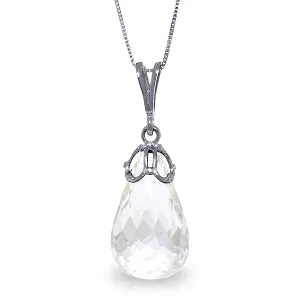 7 Carat 14K Solid White Gold Arrow Sent Forth White Topaz Necklace