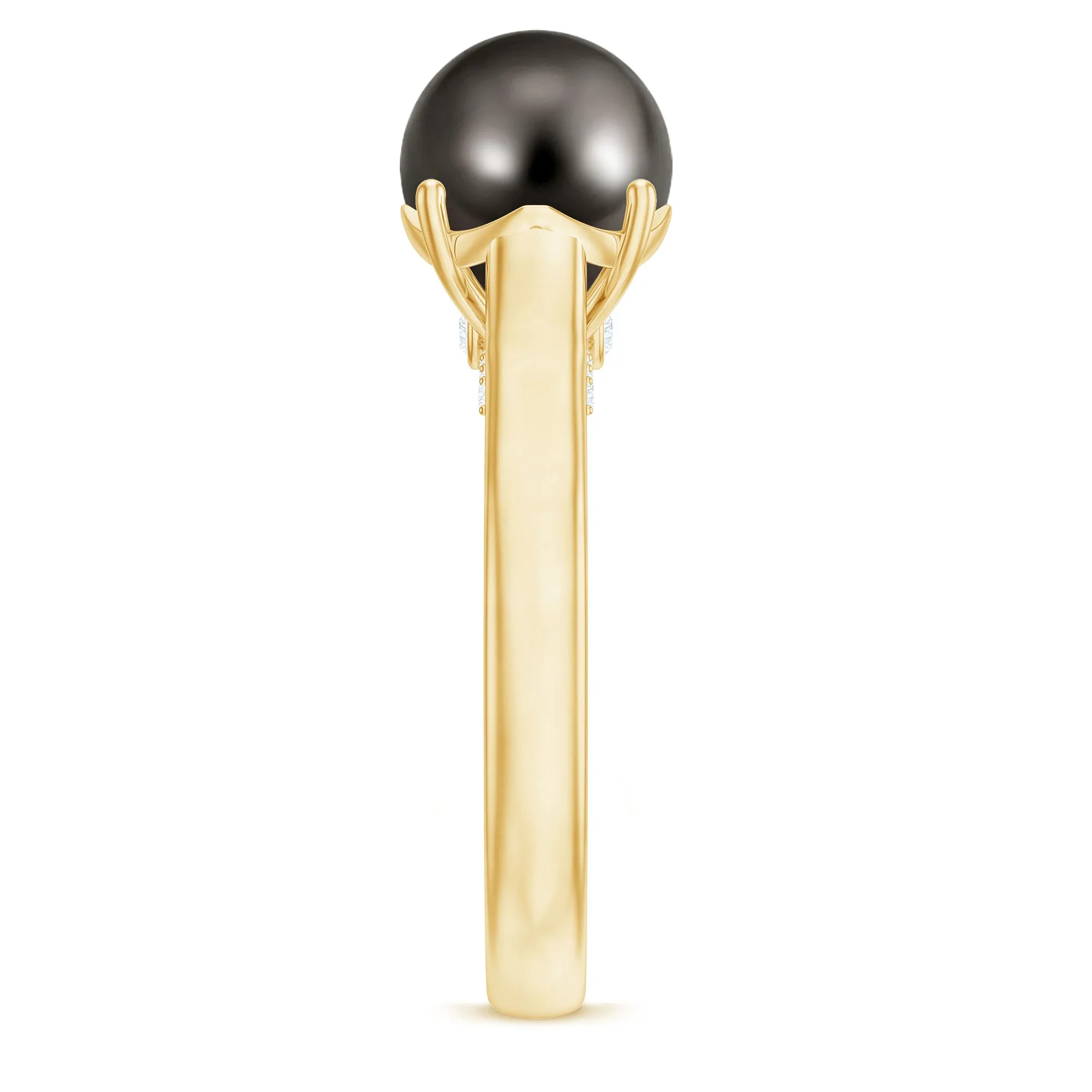 7.75 CT Classic Tahitian Pearl Solitaire Ring with Surprise Diamond