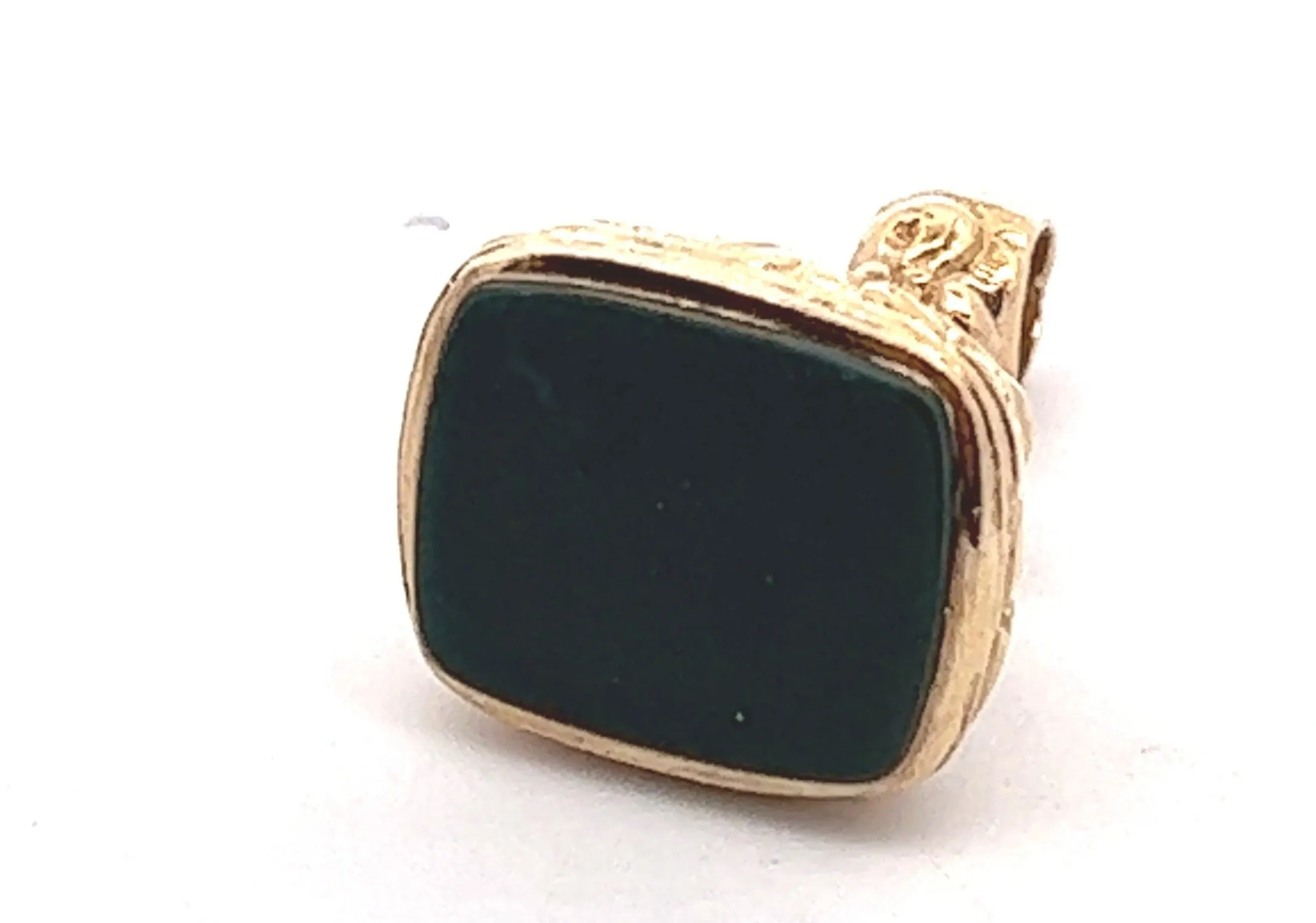 Bloodstone 9ct Yellow Gold Seal Pendant London c1977