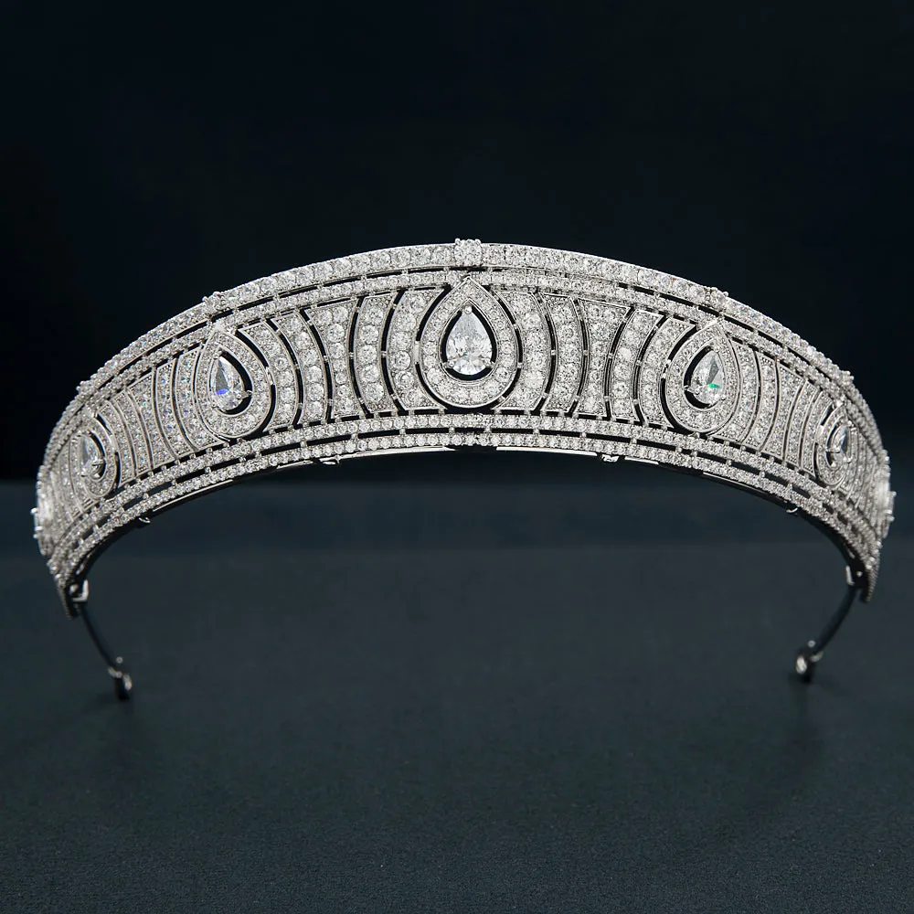 Cubic Zirconia Royal Replica Tiara for Wedding,Crystal Princess Crown Diadem CH10366