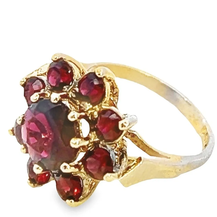 Gold Plated Silver Garnet Ring