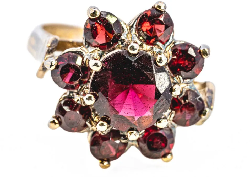Gold Plated Silver Garnet Ring