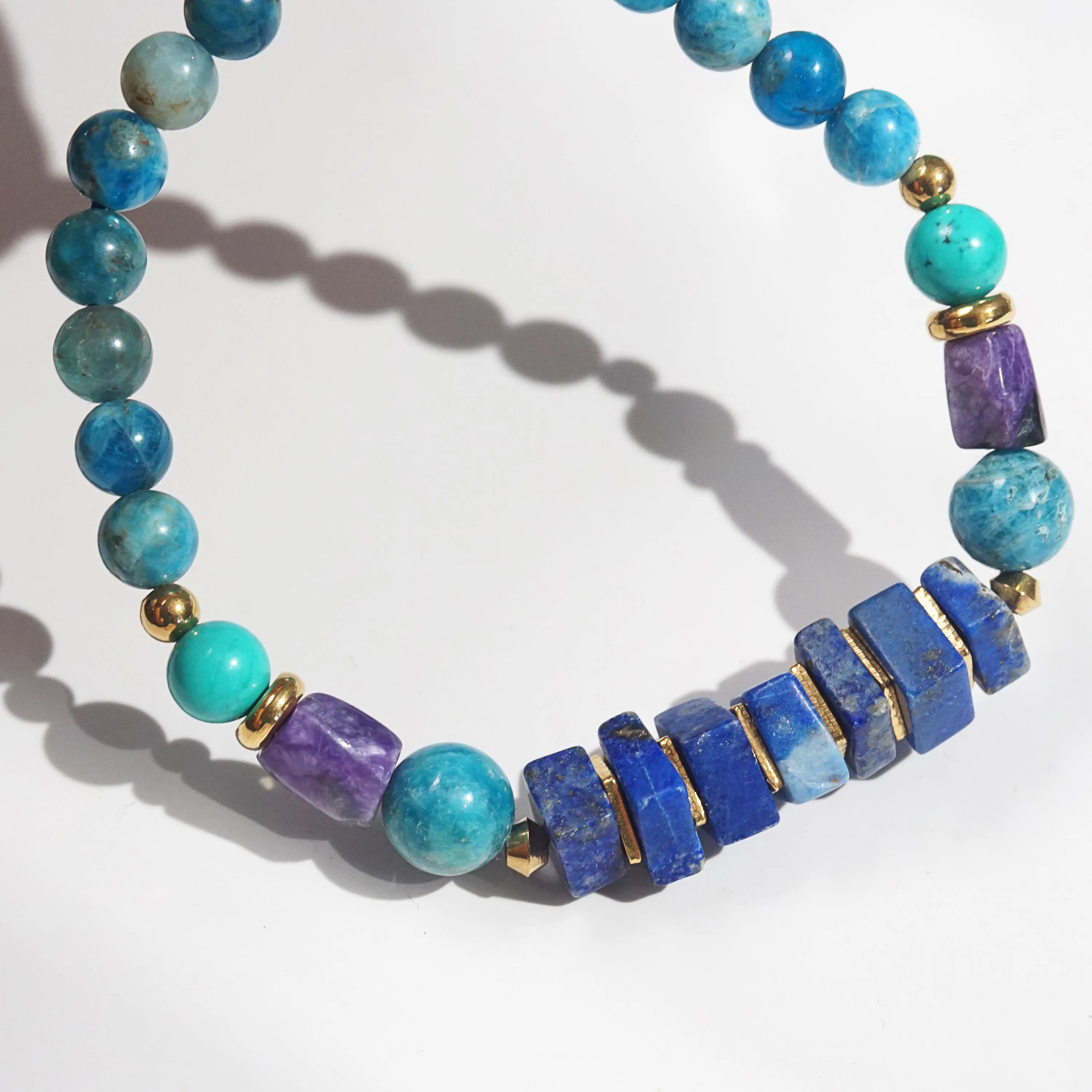 Lapis Lazuli, Charoite, and Apatite