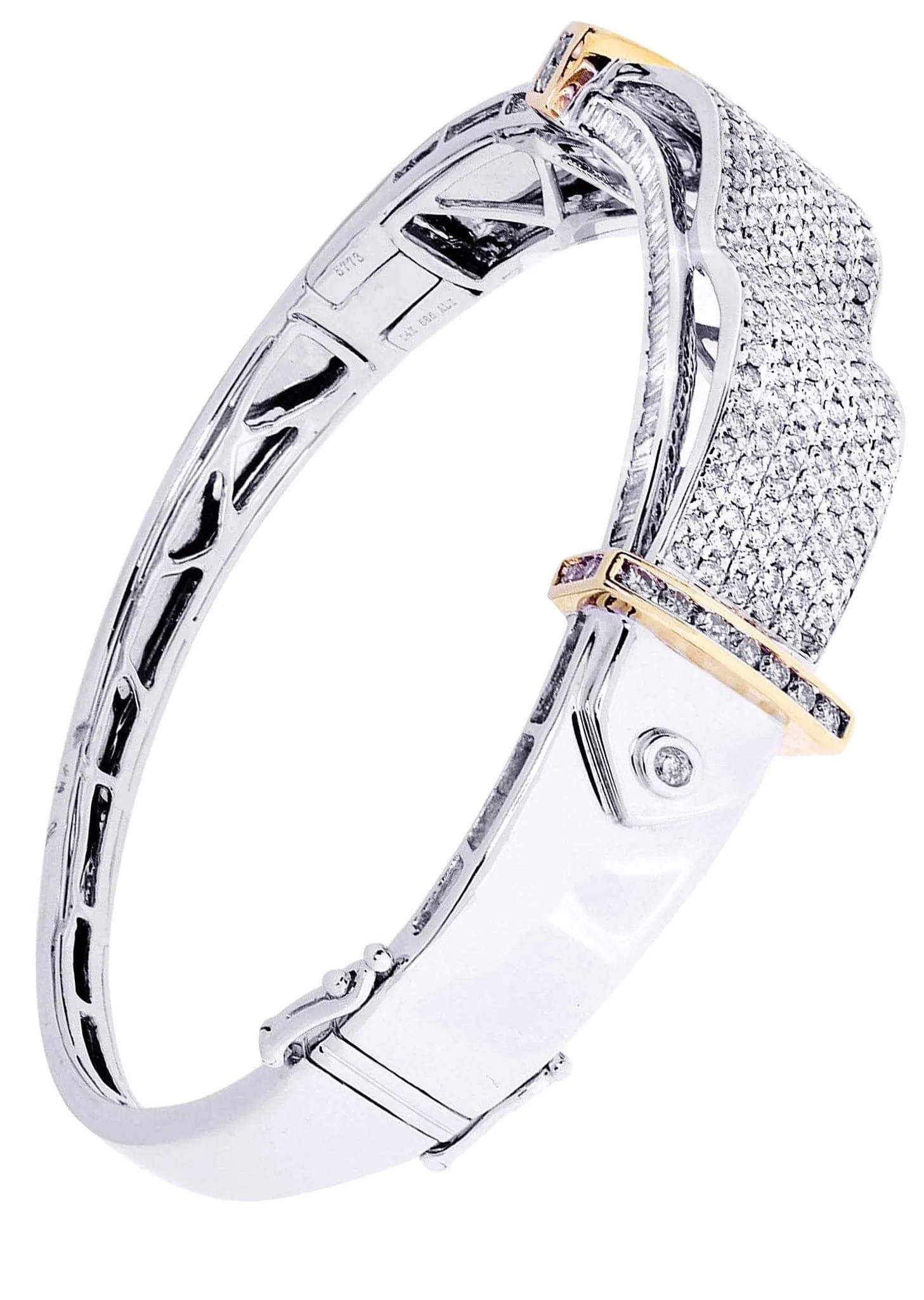 Mens Diamond Bangle White Gold| 3.45 Carats| 30.81 Grams