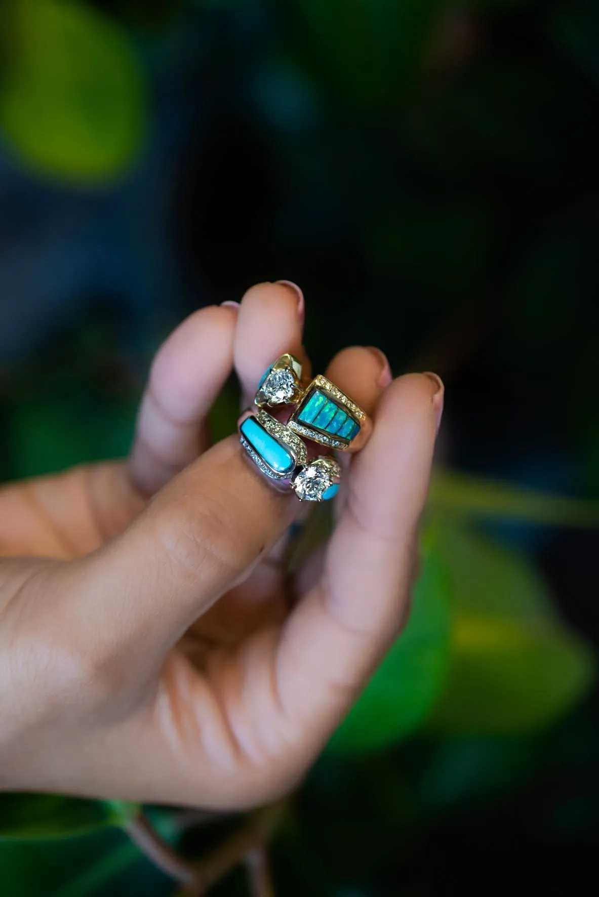 Southwestern Bridal 1.94 ctw Blue Turquoise Inlay Ring