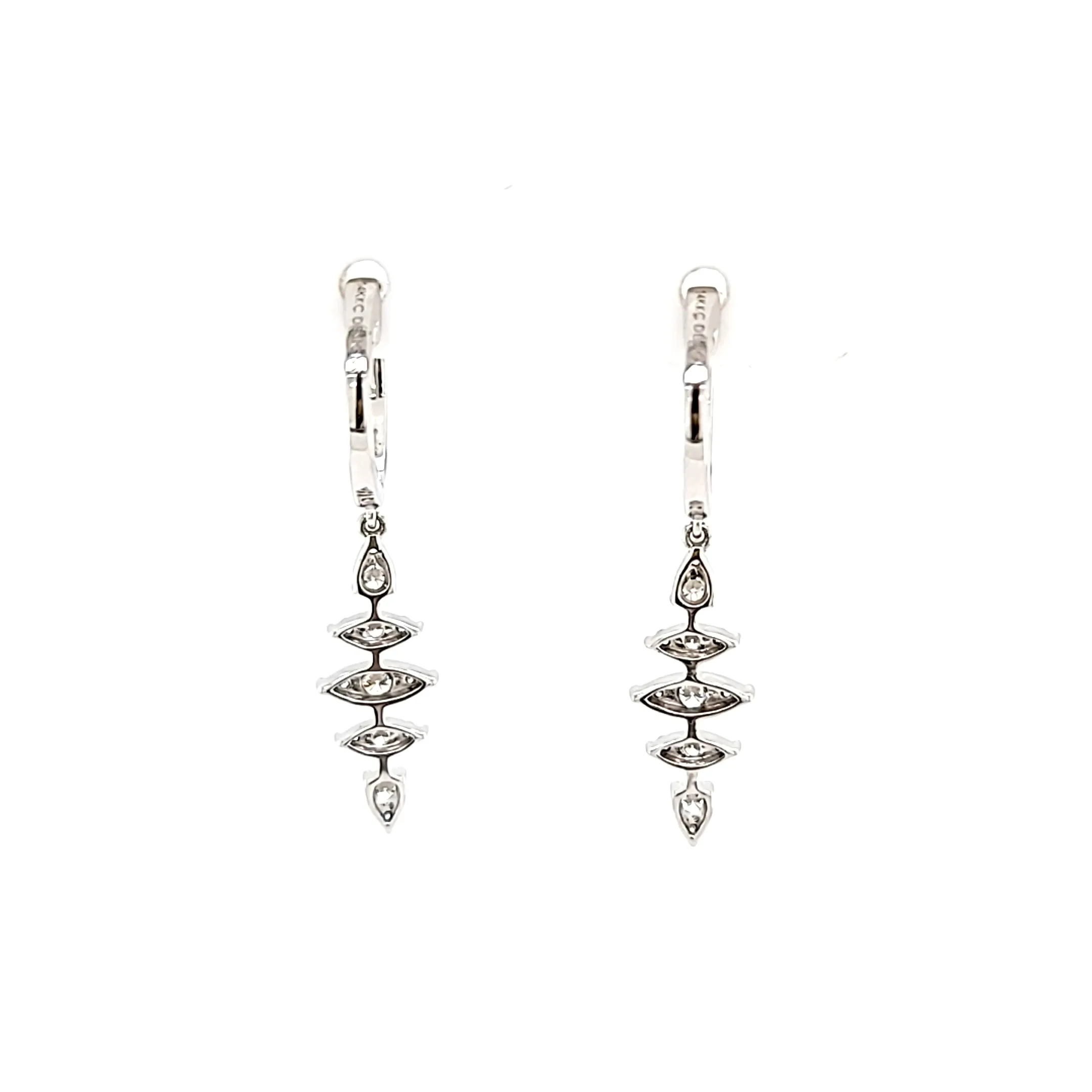 White Gold Diamond Segmented Dangle Earrings (I6569)